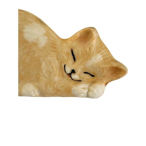 Vintage 80's Bisque Ceramic Orange Tabby Cat Kitty Brooch Hand Painted Signed - Picture 3 of 7